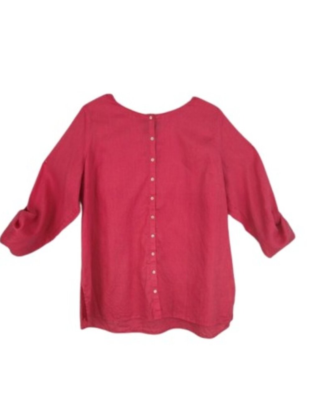 Tahari Coral 100% Linen Roll Tab Blouse 2X Plus